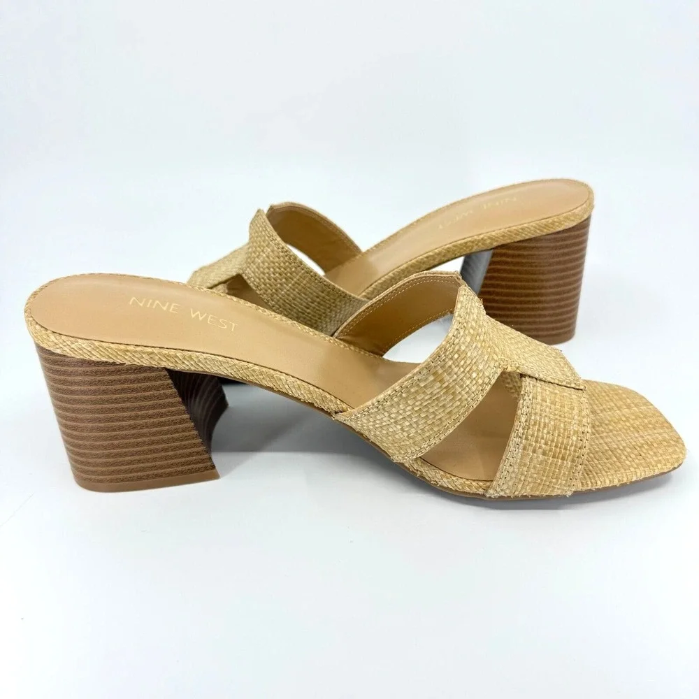 NEW (BOX, NO LID) - Nine West Women's‎ GANDA2 Tan Woven Block Heel 10 Medium WN